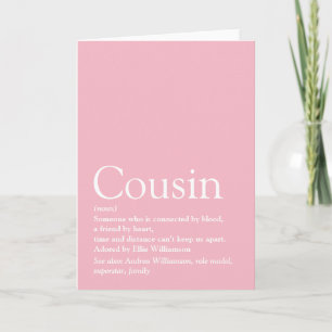 Beste Cousine der Welt Definition Pink Karte