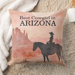 Beste Cowgirl in Arizona Vintage Western Pferde Ku Kissen