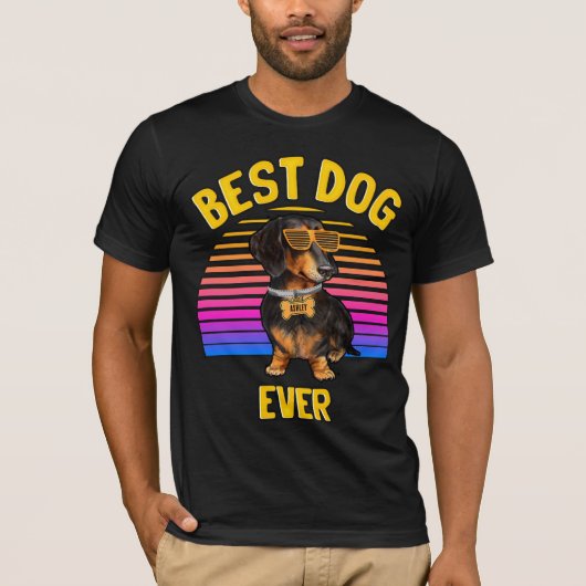 Beste Dackel Hund je Retro T-Shirt (Vorderseite)