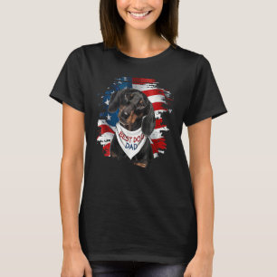 Beste Dackel Hund Vater Niedlich US Flag Happy Fat T-Shirt