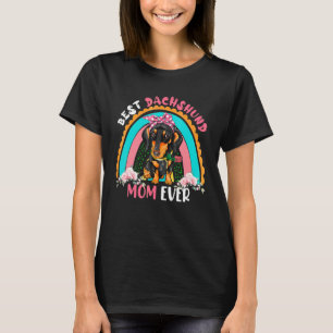 Beste Dackel Mama je Niedlich Rainbow Blume Hund T-Shirt
