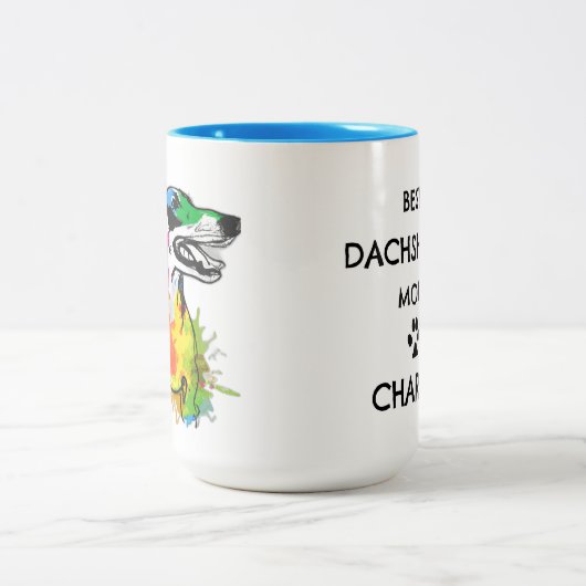 Beste Dackel Mama Niedliche Dackel Personalisiert Zweifarbige Tasse (Mittel)