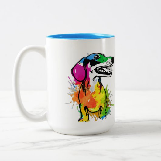 Beste Dackel Mama Niedliche Dackel Personalisiert Zweifarbige Tasse (Links)
