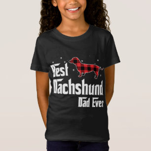 Beste Dackel Vater jeden Roten Karierten Weihnacht T-Shirt