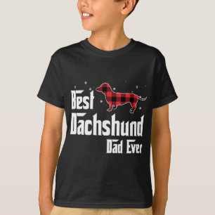Beste Dackel Vater jeden Roten Karierten Weihnacht T-Shirt