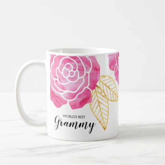 Beste das Grammy der Welt rosa Rosen Kaffeetasse (Links)