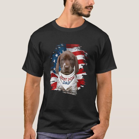 Beste deutschsprachige Kurzzeiger-Vater Usa Flag F T-Shirt (Vorderseite)