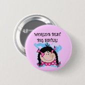 Beste die große Schwester-T-Shirts der schwarzes Button (Vorne & Hinten)