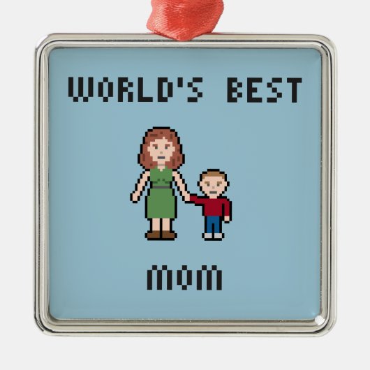 Beste die Mama-Verzierung der Pixel-Welt Silbernes Ornament (Vorne)