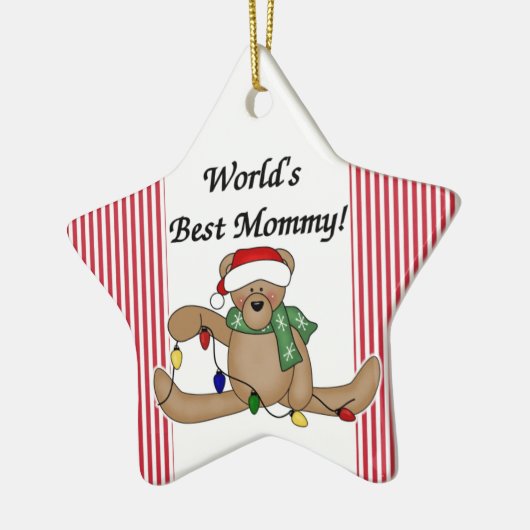 Beste die Mama-Verzierung der Teddybär-Welt Keramik Ornament (Links)