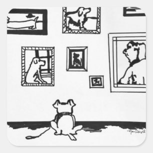 Beste Dog Line Zeichnend von Willowcatdesigns Quadratischer Aufkleber