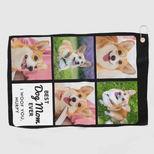Beste DOG-MAMA je - Golfer - Personalisiert 5 Foto Golfhandtuch (Horizontal)