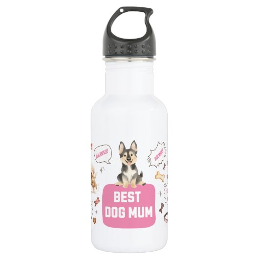 Beste Dog Mum Edelstahlflasche (Vorderseite)