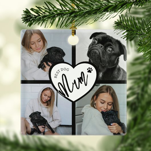 Beste Dog Mum | FotoCollage Ornament Aus Metall