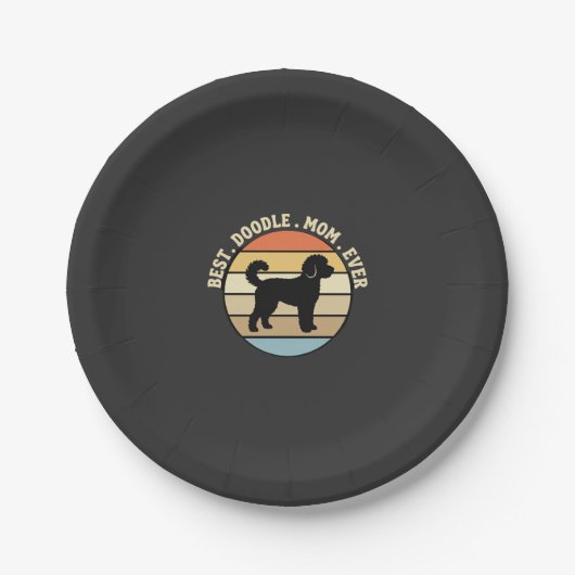 Beste Doodle-Mutter Aller Zeiten Retro Hund Pappteller (Vorderseite)