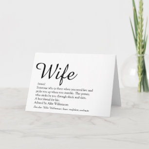 Beste Ehefrau der Welt Definition Chic Schrift Karte
