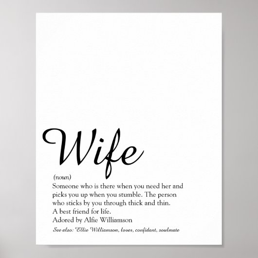 Beste Ehefrau der Welt Definition Elegantes Skript Poster (Vorne)
