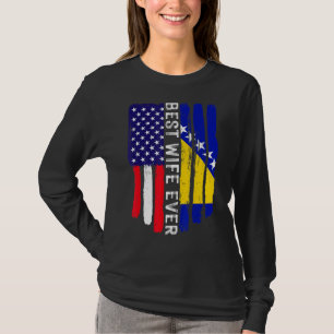 Beste Ehefrau für die Flagge der USA und Bosnien u T-Shirt
