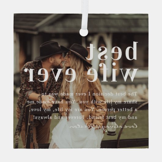 Beste Ehefrau je | Angebot und Foto Ornament Aus Glas (Rückseite)