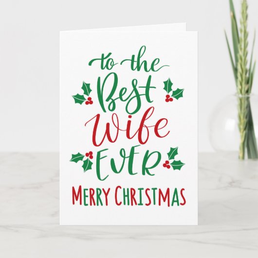 Beste Ehefrau je frohe Weihnachts-Typografie Karte (Vorderseite)