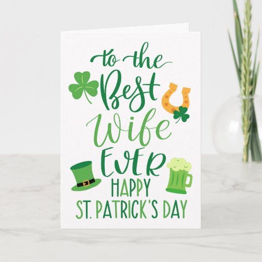 Beste Ehefrau je St Patrick's Day Typografie Karte (Vorderseite)