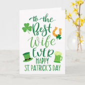 Beste Ehefrau je St Patrick's Day Typografie Karte (Gelbe Blume)