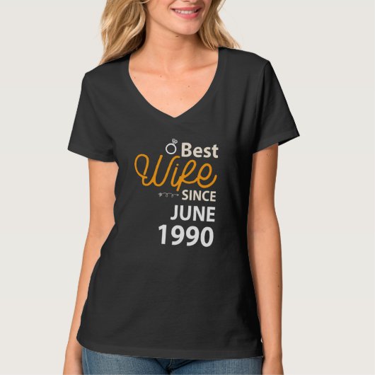 Beste Ehefrau seit Juni 1990 T-Shirt (Vorderseite)