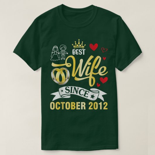Beste Ehefrau seit Oktober 2012 Glückwunsch Verhei T-Shirt (Design vorne)