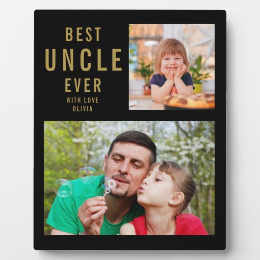 Beste Einheit je 2 Foto Collage Schwarz und Gold Fotoplatte (Vorderseite)