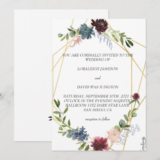 Beste Einladung zur Hochzeit (Vorne/Hinten)