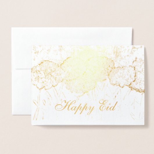 beste elegante Gold floral glücklich eis mubarak Folienkarte (Vorderseite mit Umschlag)