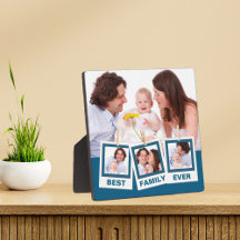 Beste Familie je Custom 4 Foto Collage blau