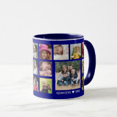 Beste Familie je Name 18 Foto Collage Navy Blue Tasse (VorderseiteRechts)