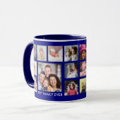 Beste Familie je Name 18 Foto Collage Navy Blue Tasse (Vorderseite Links)