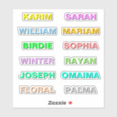 Beste farbige, fette Schriftnamen, moderne wasserd Aufkleber (Blatt)