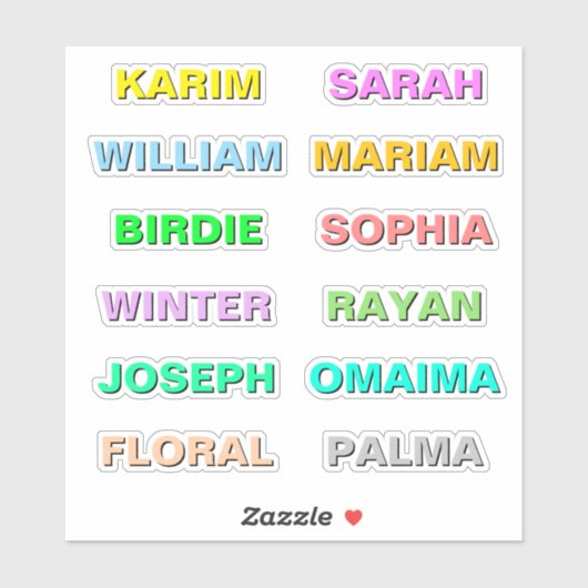 Beste farbige, fette Schriftnamen, moderne wasserd Aufkleber (Blatt)