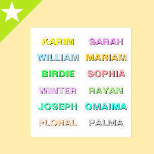 Beste farbige Schriftzüge, moderne wasserfeste Nam Aufkleber