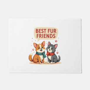 Beste Fellfreunde Vintage Süße Katze und Hund Cart Fußmatte