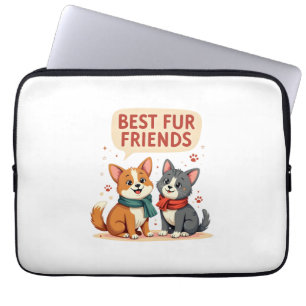 Beste Fellfreunde Vintage Süße Katze und Hund Cart Laptopschutzhülle