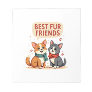 Beste Fellfreunde Vintage Süße Katze und Hund Cart Notizblock