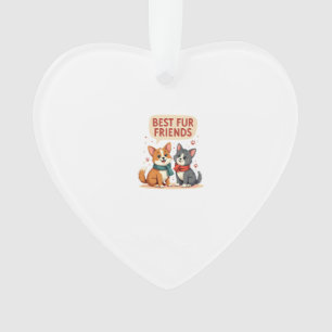 Beste Fellfreunde Vintage süße Katze und Hund Cart Ornament
