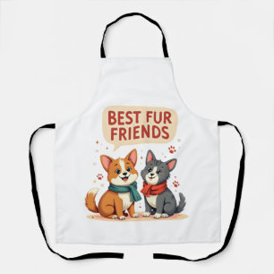 Beste Fellfreunde Vintage Süße Katze und Hund Cart Schürze