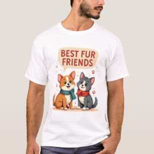 Beste Fellfreunde Vintage Süße Katze und Hund Cart T-Shirt