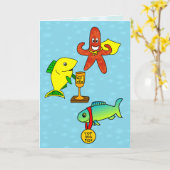 Beste Fische Funny Cartoon Fischen Kindergeburtsta Karte (Gelbe Blume)