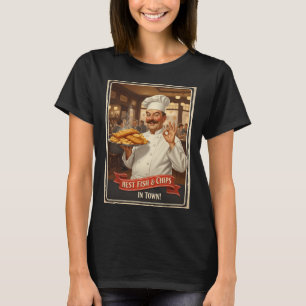 BESTE FISH & CHIPS DER STADT! – Vintage 1950er P T-Shirt