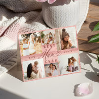 Beste Foto-Familie Kollage Rosa Holzkörner