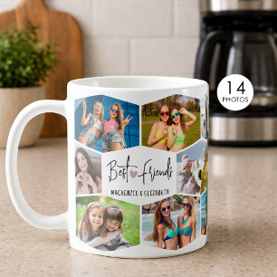 Beste Freunde 14 Foto-Collage Sechseck-Muster Kaffeetasse