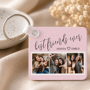 Beste Freunde 3 Foto-Collage Andenken Blush Rosa Schlüsselanhänger