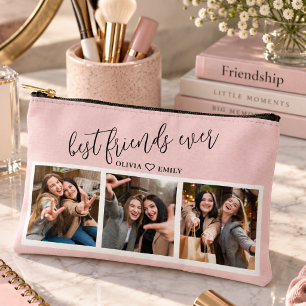 Beste Freunde 3 Foto-Collage Andenken Blush Rosa Zubehörtasche