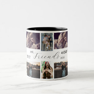 Beste Freunde 4-Ever – 8-Foto-Collage-Tasse + Jahr Zweifarbige Tasse